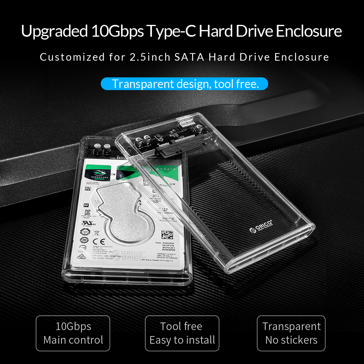 New upgrade 10Gbps Type-C hard drive enclosure