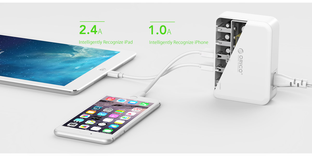 5 port charger, Intelligently recognize devices