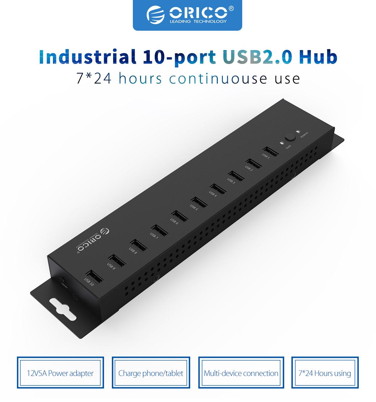 ORICO Industrial 10 Ports USB2.0 Hub
