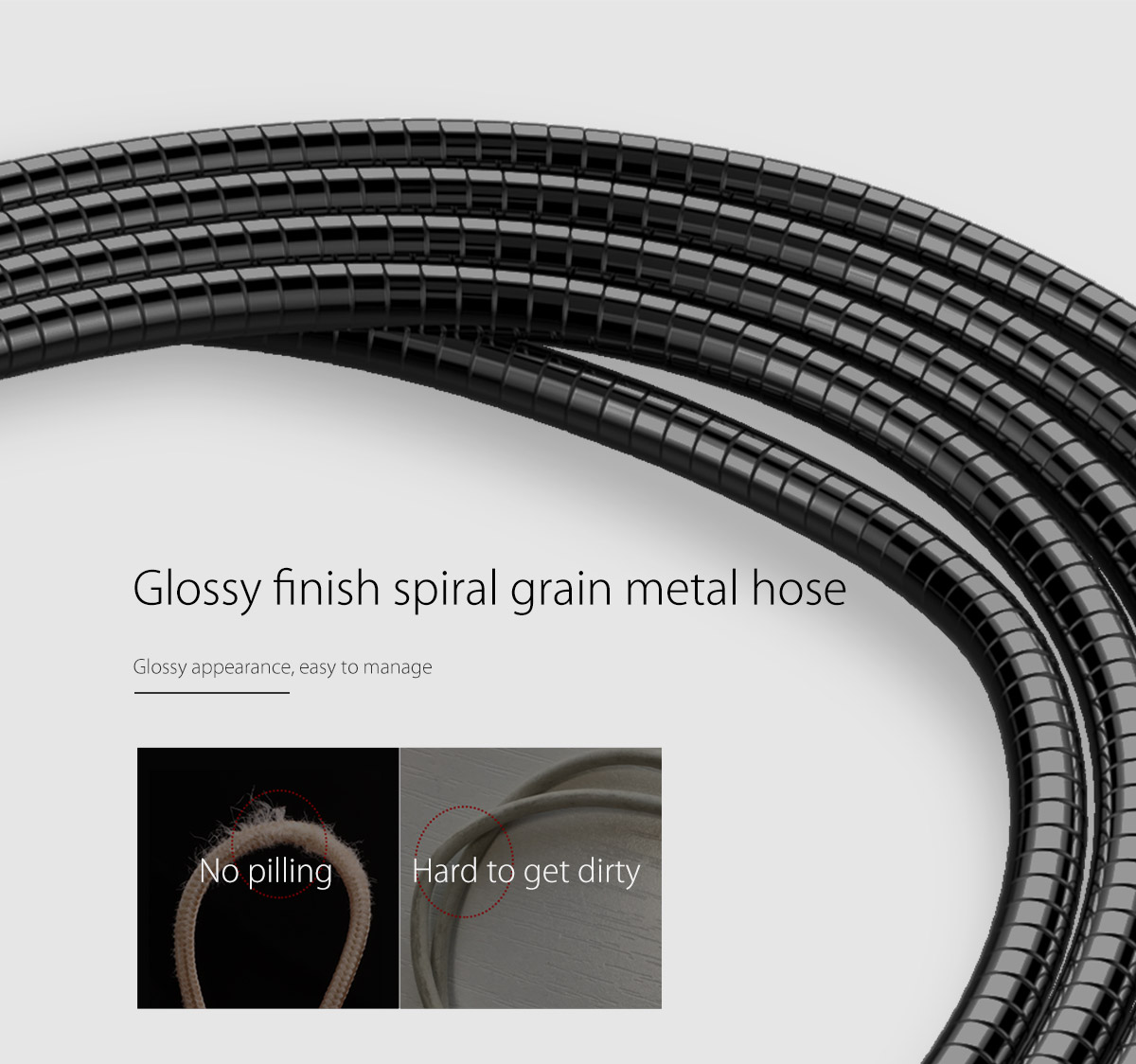 glossy finish spiral grain metal hose