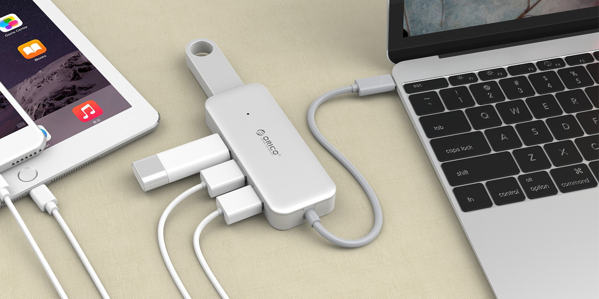 4-port USB3.0 hub is compatible with New MacBook and other smart devices with Type-C port